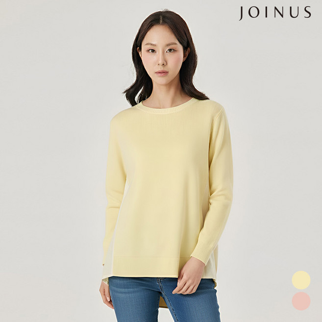 소재 배색 라운드 니트_JAAS3-CSL210