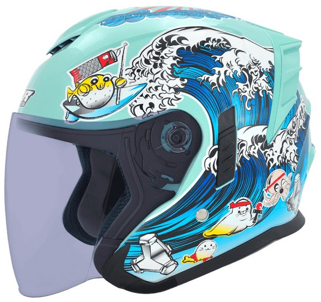 M2R FR-2 海洋世界 3/4罩安全帽 雙鏡片 內襯全可拆