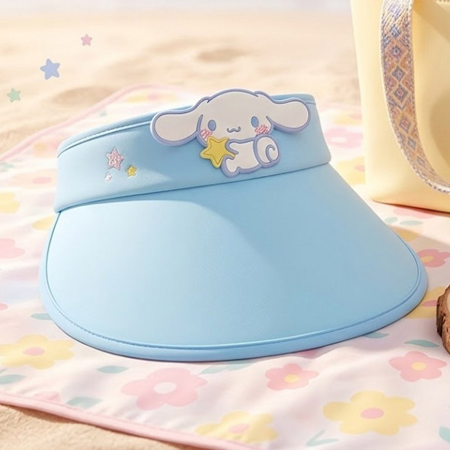 시나모롤 빅자수 썬바이저 유아 키즈 돌돌이 썬캡 여름 모자 챙넓은 자외선차단