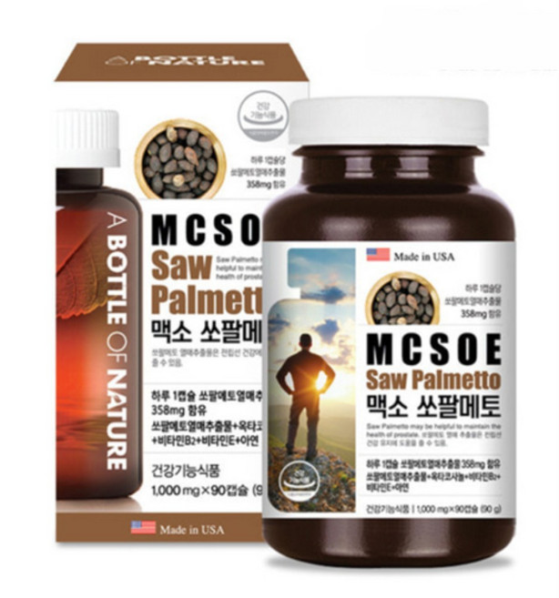 맥소 쏘팔메토 90캡슐x4병 소팔메토 쏘팔매토 옥타코사놀 남자 남성 전립선 영양제 선물, 4개, 90회분