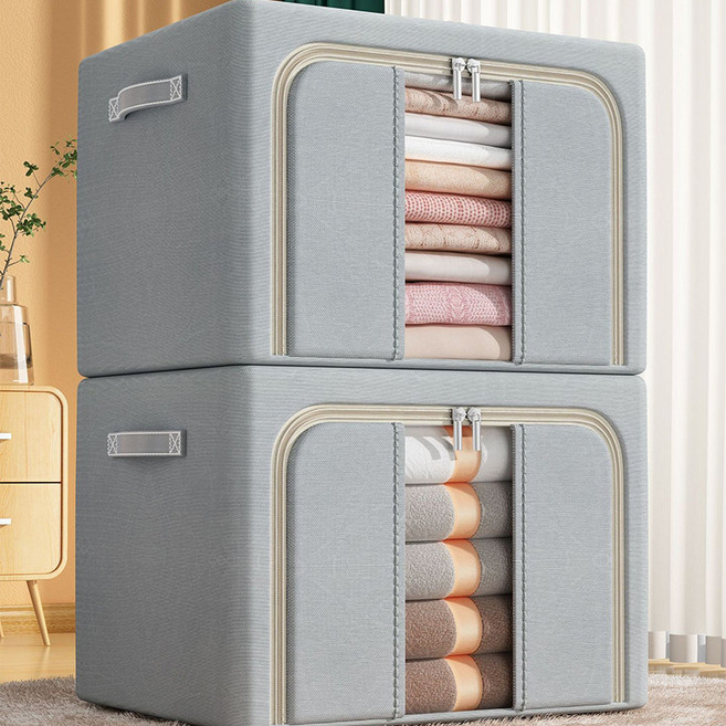 가정용 옷정리리빙박스 패브릭 리빙박스 대형, 원그레이, 2개