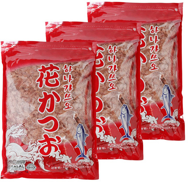 타코야끼 토핑용 프리미엄 가쓰오부시 [다이키치 100% 훈연가다랑어], 3개, 500g