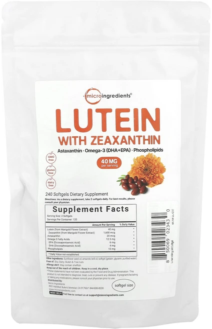Micro Ingredients 제아잔틴 함유 루테인 소프트젤 240정, MicroIngredients제아잔틴함유루테인소프트젤2, 1개 - 쿠팡