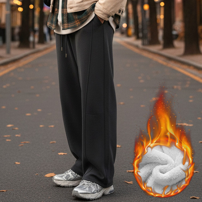 스토리원 WM-FWBT050 남녀공용 레더라벨 일반/기모/양털 와이드 트레이닝 팬츠