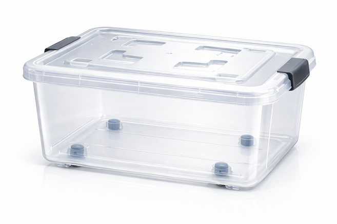 나코 플라스틱 바퀴달린 리빙박스 대용량 특대형 무색, 1개, 투명