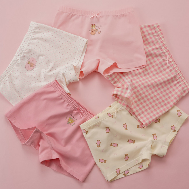 [빌도르] 곰듀 5매 여아 드로즈 사각 아동 키즈 어린이 팬티 세트