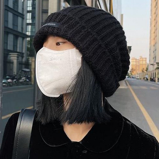 짜임 루즈핏 골지 니트 롱비니 모자 빅사이즈 대두 도톰 털모자