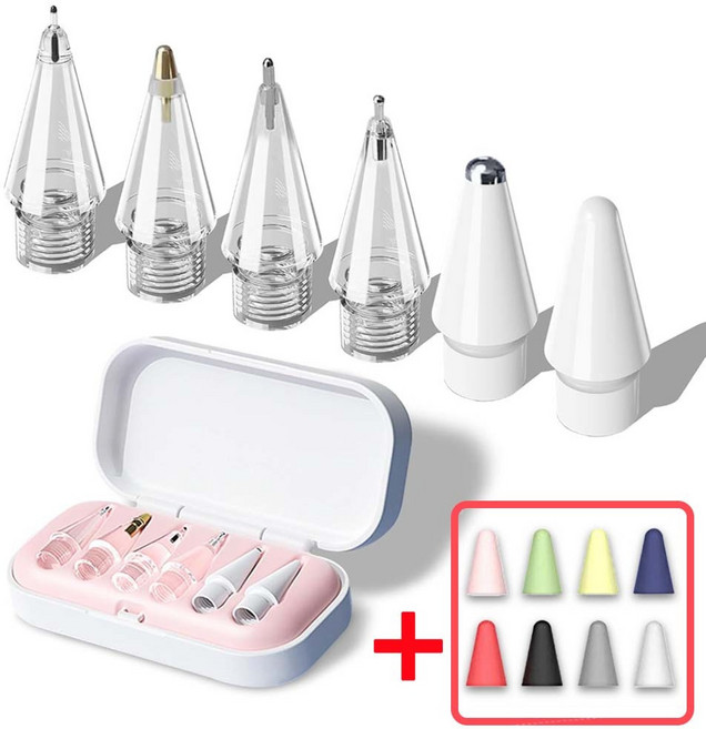 아이패드 애플펜슬 펜촉 1/2/3세대 프로 USB-C타입 호환 펜촉 세트 케이스나라, 1세트, 화이트