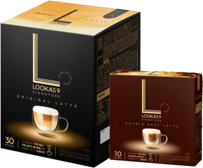 라떼스틱 커피믹스세트 루카스나인 오리지널라떼30T + 더블샷라떼10T, 2세트, 오리지널라떼30T+더블샷라떼10T