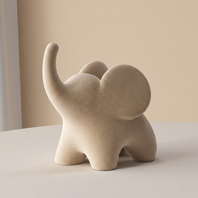 다모올 행운을 부르는 코끼리 장식품 재물운 인테리어 개업 선물, 밀크커피색