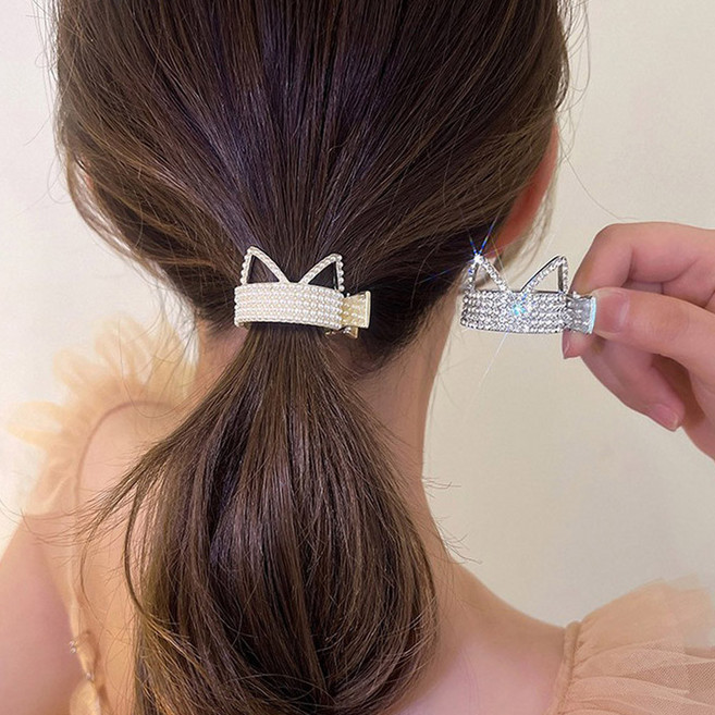 팬시온 귀여운 원형 집게핀 긴머리 큐빅 집게 헤어핀 포니테일 반묶음 메탈 반머리 삔