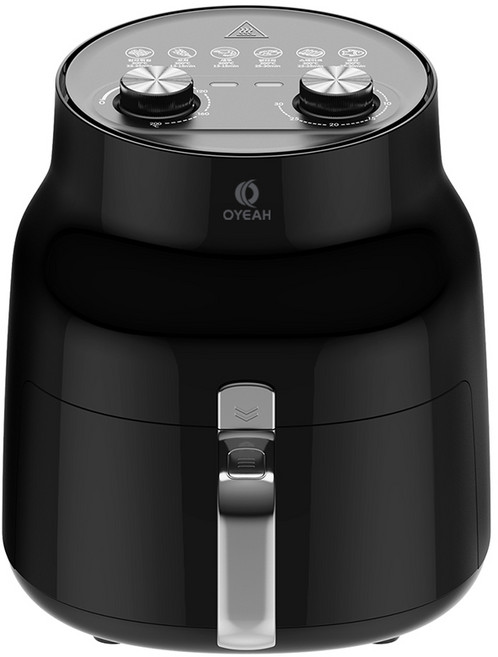 OYEAH 저소음 에어프라이어 4.5L 가정용 AF- 4501 즉시발열 간편세척, 블랙, 블랙