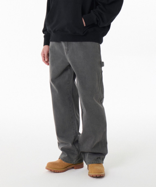 무신사 스탠다드 데님 와이드 카펜터 팬츠 그레이 499525