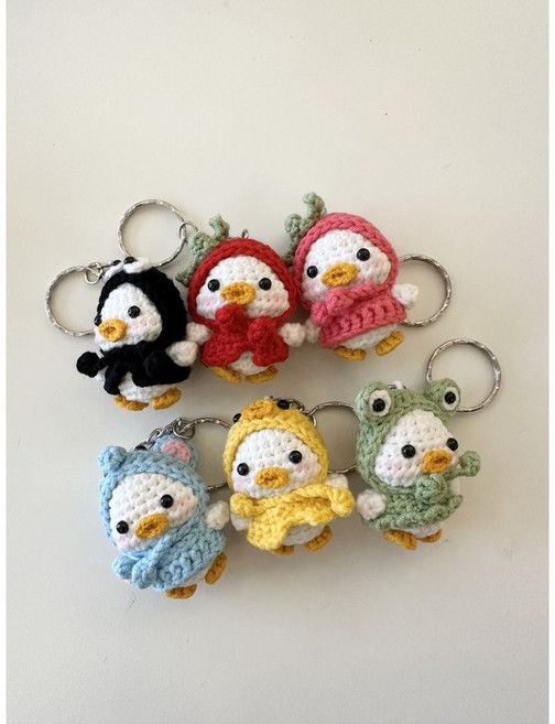 뜨개 코바늘 오리키링 라헨느공방 제작 미니뜨개 열쇠고리 백참 완성품, 빨강, 1개