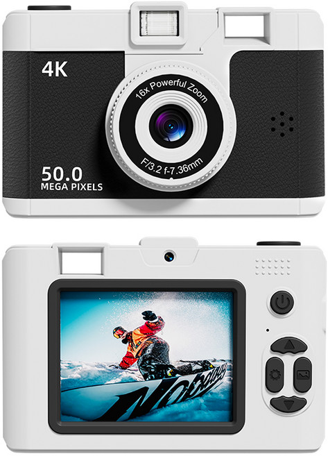 PYHO 디지털카메라 5000w 고화질 픽셀 셀카 여행용 소형 소형카메라 즉석카메라 64G메모리 카드, 블랙