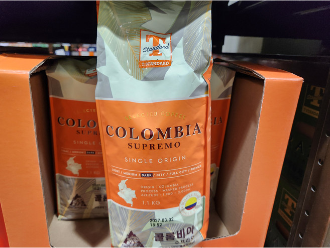 티스탠다드 콜롬비아 수프리모 원두커피, 1.1kg, 1개