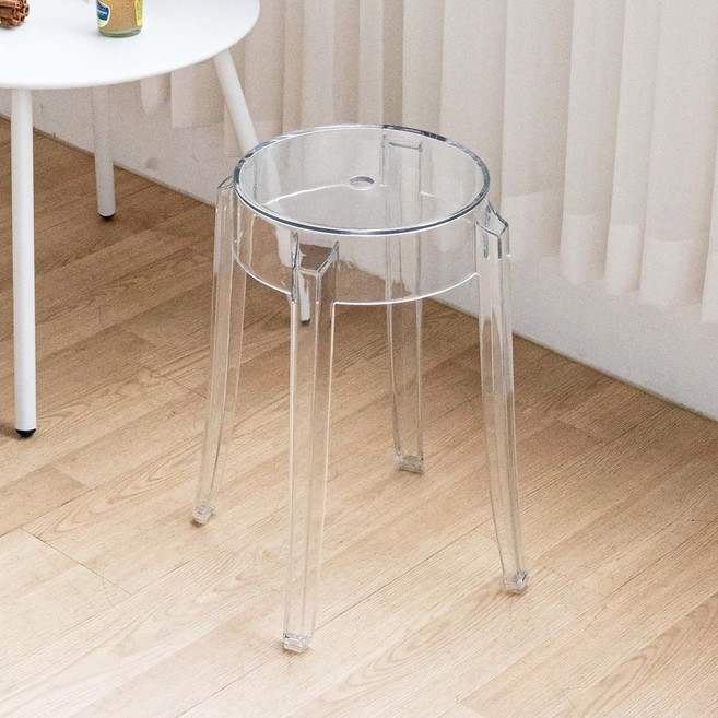 체리브 고스트 투명 인테리어 보조 화장대 스툴 의자, 1개