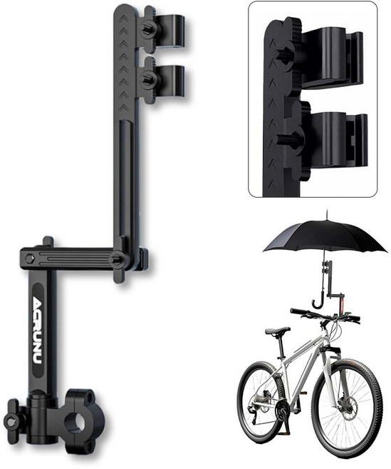 루베이 접이식 우산꽂이 360도 회전 높이 자유조절 자전거/오토바이/유모차, 1개, 블랙