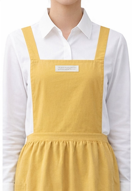 아그노 무지 코튼 원피스 앞치마, 1개, 머스타드
