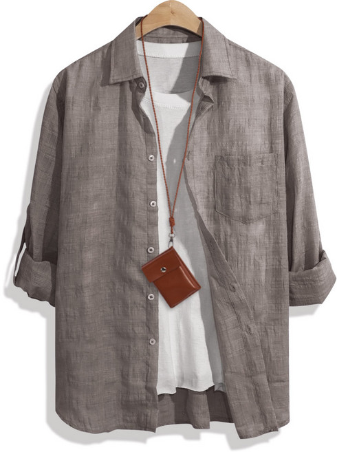 모니즈 95~120 베이직 포켓 썸머 롤업 긴팔 셔츠 남방 빅사이즈 린넨 SHT100