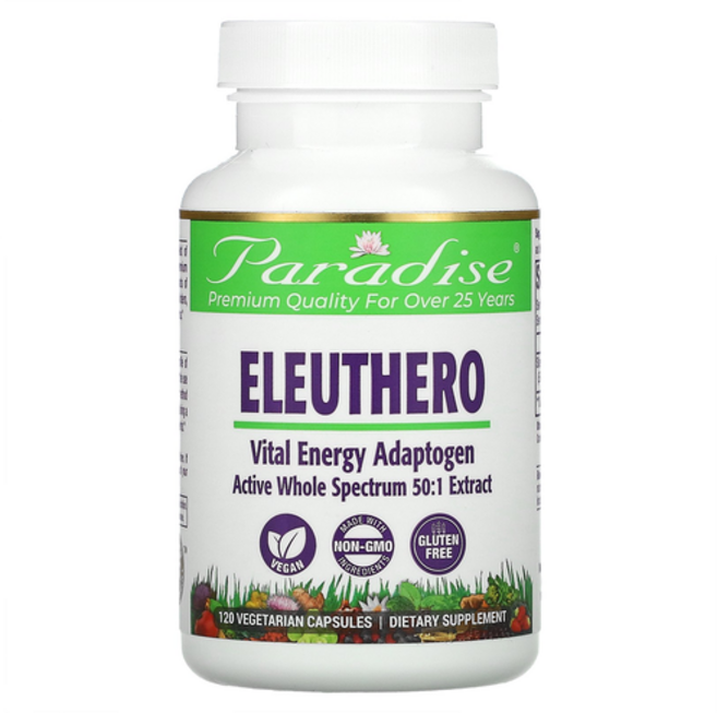 파라다이스 허브 엘루테로 오갈피 뿌리 추출물 120정 Paradise Herbs Eleuthero Root Vital Energy Adaptogen, 1개