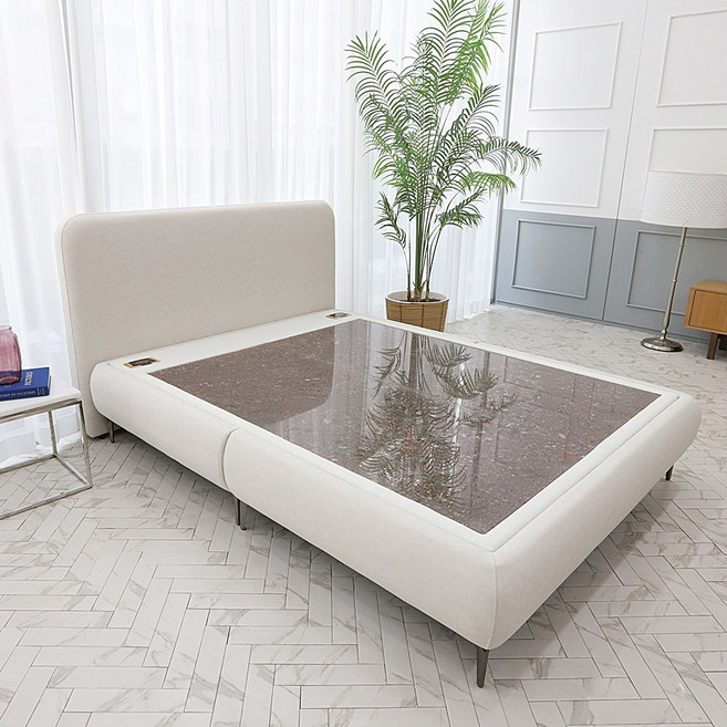 끌레오 딜리스 돌침대 패브릭 칠보석 돌보료 온돌침대 퀸 Q CL524, 아이보리