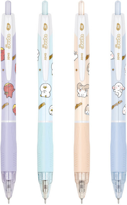 자바 0.38 쭈바 단색 유성볼펜 캐릭터 초저점도 볼펜 낱개(검정) 12개입, 12개