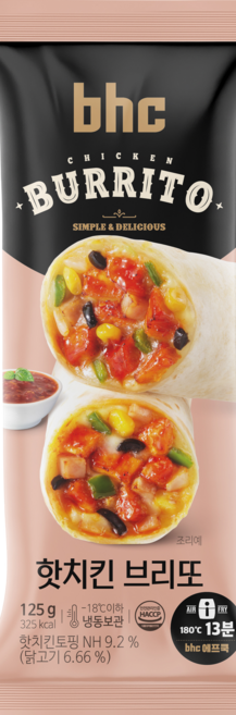 BHC 닭가슴살 핫치킨 브리또, 10개, 125g