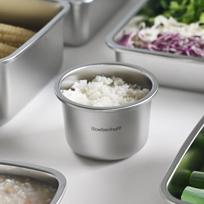 레벤호프 냉장 냉동 전자레인지 스텐 밀폐용기 반찬통 원형 440ml, RF스텐밀폐304+기본뚜껑 08호-440ml