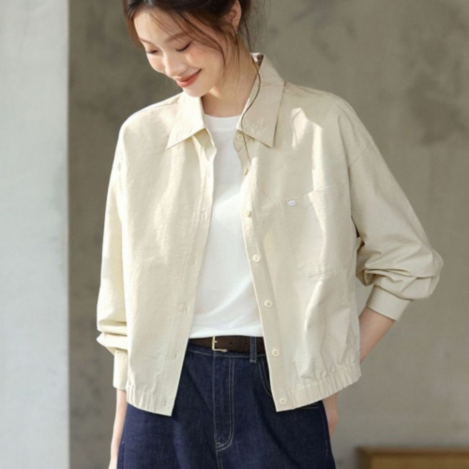 jieve 여성 봄 가을 경량 얇은 셔츠형 자켓 간편한 스타일 편안한 착용감 SX120641