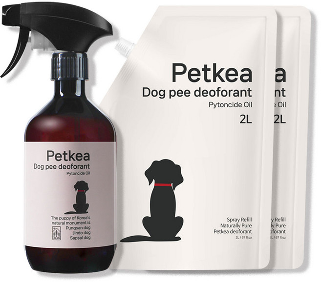 펫케아 강아지탈취제 피톤치드 천연 스프레이 반려견 오줌냄새 제거 + 공병, 1개, 4L