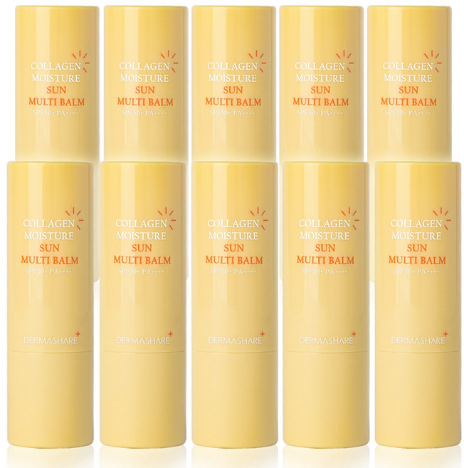 더마쉐어 콜라겐 모이스처 촉촉한 보습 선 멀티밤 수분 자외선차단 주름 미백 광채 링클 선스틱 멀티밤 SPF50+ PA++++, 11g, 10개