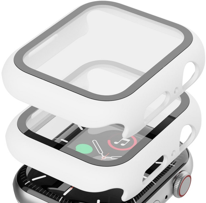 가꼬싶다 풀커버 9H 일체형 애플워치 케이스 2개입, 화이트, 2개