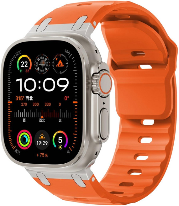 Fegwilde 애플워치 호환 계단 메탈 실리콘 스포츠 스트랩 38/40/41/42/49/46/45/44mm 11 10 9 8 7 6 5 3 SE1/2/3 울트라1/2/3 스트랩, 주황색