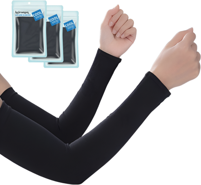 나투사마켓 쿨토시 남자 토시 여성 팔토시, 3개, 블랙