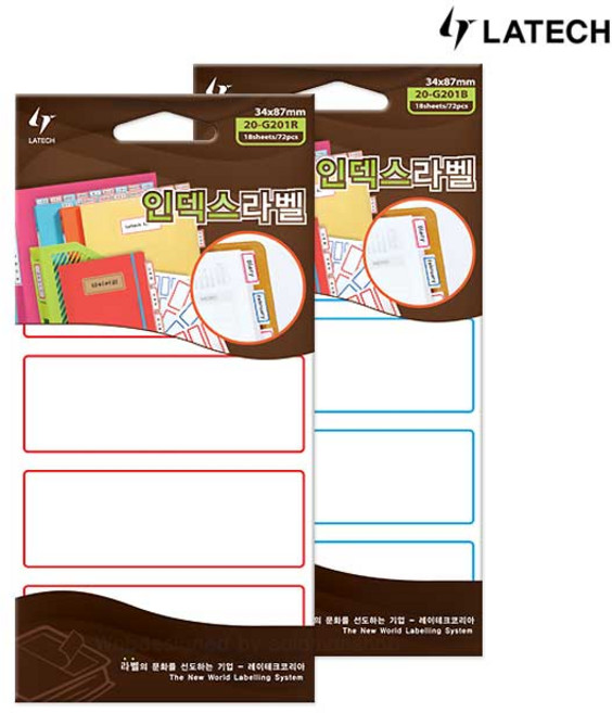 [오늘출고] 레이테크 인덱스라벨 20-G201 견출지/인덱스스티커/네임스티커/라벨지, 20-G201R 빨강 1봉