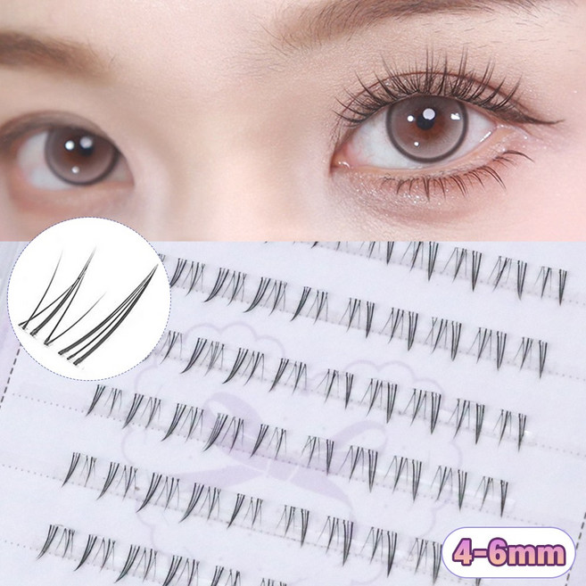 WooBerry 노글루 언더속눈썹 4-6mm 가닥 포인트 언더래쉬 풀 필요없는 아랫눈썹 100pcs, 1개, 언더05