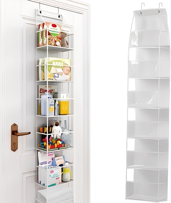 웨젼 다용도 문걸이 6단 포켓 수납함, 화이트, 1개