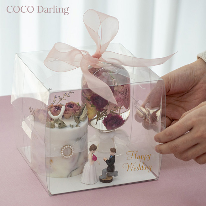 (DIY키트) 코코달링 부케캔들 하바리움 젤캔들홀더 만들기 2개 세트, 세트2. 젤캔들홀더 SET, 화이트피치향, 1개