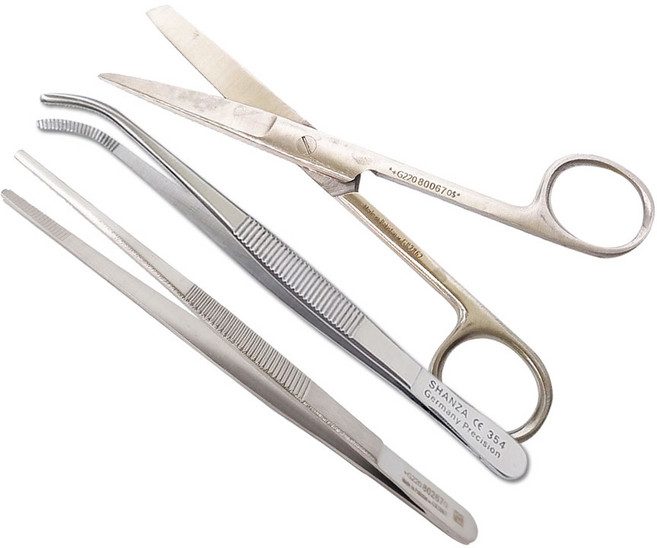 의료용 핀셋 2종류 + 가위 14cm 1개, 의료용 핀셋 2종류 + 가위 14c.5m 1개
