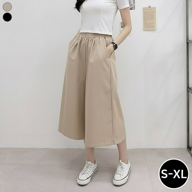 블레스유 여성용 여름 바스락 바지 스트릿 7부 스커트 팬츠 밴딩치마 바지