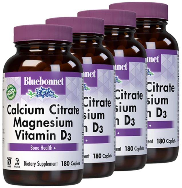 블루보넷 칼슘 시트레이트 마그네슘 비타민 D3 캐플렛, 180정, 4개 - 쿠팡