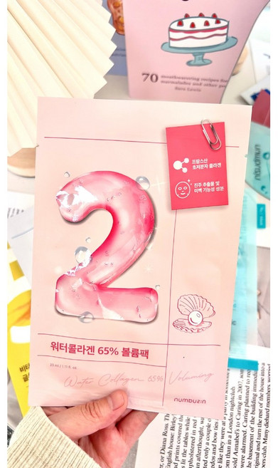 Numbuzin 潤碧之茵 No.2 65%膠原蛋白水潤Q彈面膜 彈潤保濕 緊緻修護, 1個, 1