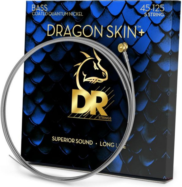 DR Strings 드래곤 스킨+ - 코팅된 퀀텀 니켈 베이스 스트링 – DBQ5-40 뛰어난 사운드와 편안한 감촉 긴 수명 5현 라이트 40-120, 1개