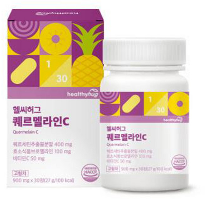 퀘르멜라인C 퀘르세틴추출분말 효소브로멜라인 비타민C 900mgX30정X1통, 1개, 30정
