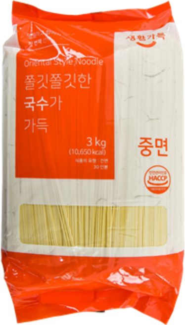 생활가득 쫄깃쫄깃한 국수 중면, 1개, 3kg