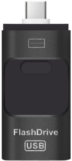 QIUPAPA 三合一隨身碟 Type-C USB Lightning, 1個, 三合一經典黑,64G