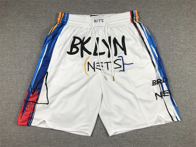 NBA 농구반바지 5부 유니폼 농구복 농구바지 쇼츠, 네츠 시티 에디션 화이트, 1개