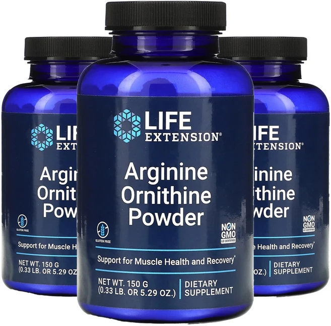 라이프익스텐션 아르기닌 오르니틴 파우더, 150g, 3개 - 쿠팡