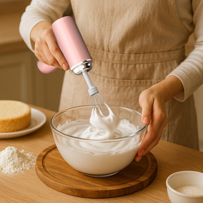 Ditwo 베이킹 전동 무선 제빵 거품기 크림 믹서 휘핑기 HZ-002, 핑크